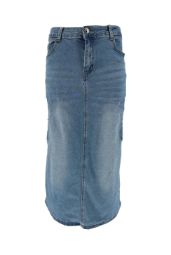 B.S. Denim rok met zakken en gouden knopen ( BS6031#) SALE