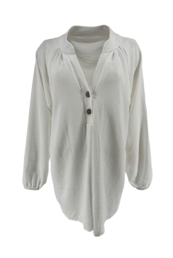 Blouse met opstaande kraag en 2 knoopjes Siske off-white