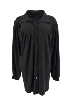 Blouse met kraag hals en knoopjes Alice met GLITTER zwart