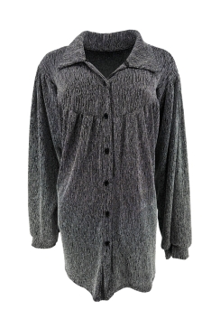 Blouse met kraag hals en knoopjes Alice met GLITTER zilver