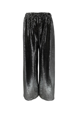 Broek met rechte broekspijp en pailletten Abba zilver