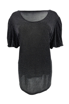 Blouse met glitter en korte pofmouw DOTTED Snowy zilverSALE #gde