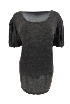 Blouse met glitter en korte pofmouw DOTTED Snowy goudSALE #FBK