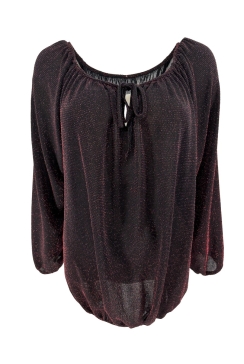 Ballon blouse met strik in de hals glitter DOTTED rood
