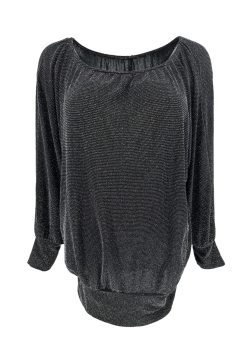 PLUS Blouse met brede boord Iris glitter DOTTED zilver