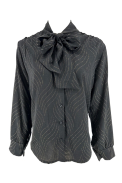 Blouse met strik in de hals striped glitter goud
