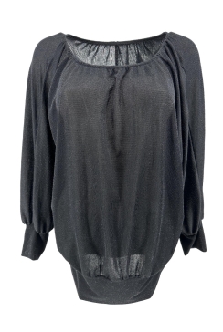 PLUS Blouse met brede boord Iris glitter DOTTED zwart