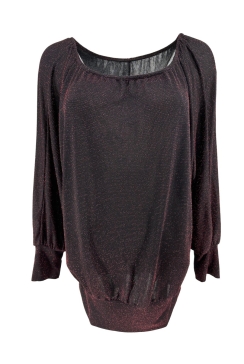 PLUS Blouse met brede boord Iris glitter DOTTED rood (FBK)