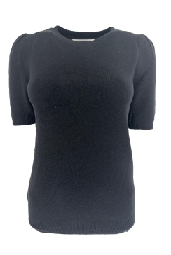 Zacht truitje met korte mouw en ronde hals zwart (DZ-8967)