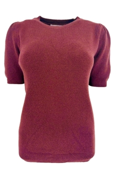 Zacht truitje met korte mouw en ronde hals bordeaux (DZ-8967)