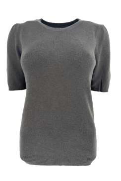 Zacht truitje met korte mouw en ronde hals antraciet (DZ-8967)