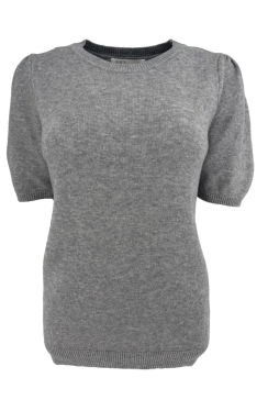 Zacht truitje met korte mouw en ronde hals grijs (DZ-8967)