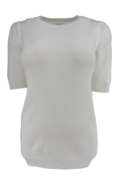 Zacht truitje met korte mouw en ronde hals off-white (DZ-8967)