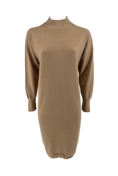 Turtleneck jurk/tuniek met lange mouw camel (6212).JMK