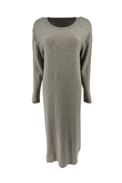 Langere jurk met ronde hals taupe (J107).JMK