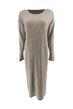 Langere jurk met ronde hals beige (J107).JMK