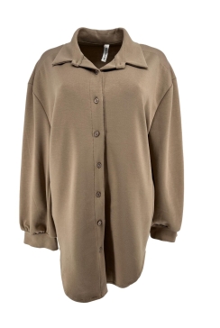 Blouse van dikkere stof met kraag en knopen Mikky zand