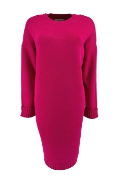 Jurk/tuniek met ronde hals en rib details fuchsia (N7070)JMK. SALE