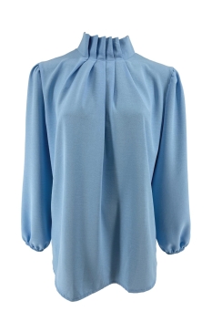 Blouse met opstaande boord en smock aan de mouw Sammie licht blauw (SALE) (tkd)
