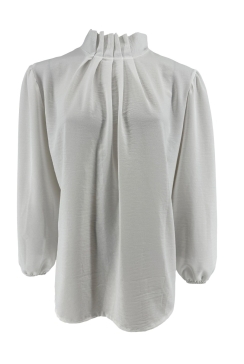 Blouse met opstaande boord en smock aan de mouw Sammie off-white (SALE) (tkd)