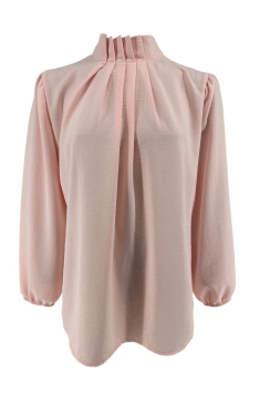 Blouse met opstaande boord en smock aan de mouw Sammie licht roze. SALE