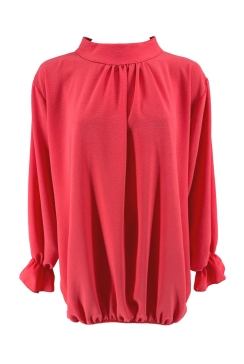 Blouse met ronde hals en knopen in de hals Nikki koraal. SALE