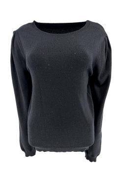 Trui met lange mouw en hartjes patroon Valentijn zwart (T