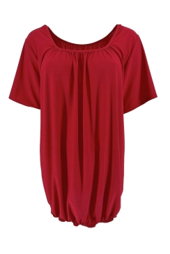 Basic ballon shirt TRAVELSTOF met korte mouw uni bordeaux