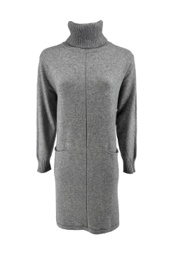 Langere trui/tuniek met col en zakken grijs (T525)