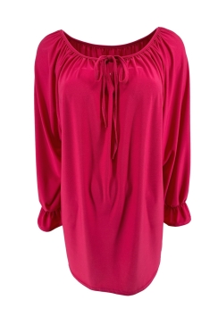 Blouse met koordje aan de hals Polly uni fuchsia