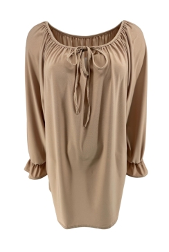 Blouse met koordje aan de hals Polly uni beige