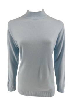 Fijngebreide trui met opstaande boord Laura licht blauw (B-1112-19)