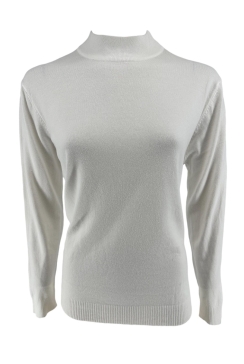 Fijngebreide trui met opstaande boord Laura off-white (B-1112-3)