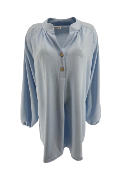 Blouse met opstaande kraag en 2 knoopjes Siske licht blauw