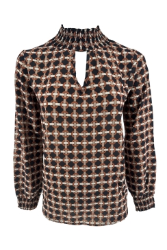 Blouse met smock kraag en mouw knotted brick. TKD