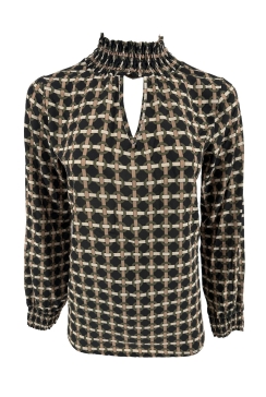 Blouse met smock kraag en mouw knotted army. TKD