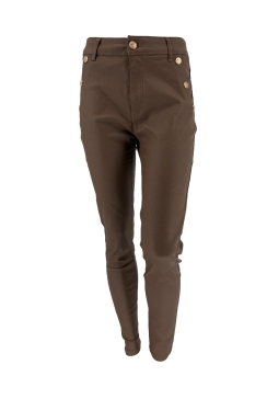 G-smack coating broek met gouden knopen choco (SW5045-17).  SALE (kdib)