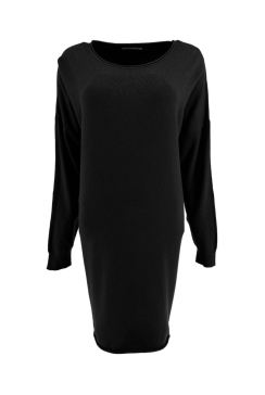 Jurk/tuniek met lange mouw en ronde hals zwart (HJD7915)JMK