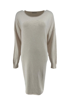 Jurk/tuniek met lange mouw en ronde hals beige (HJD7915)JMK