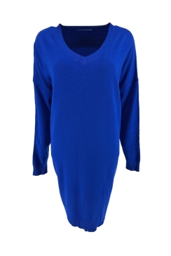 Jurk/tuniek met lange mouw en V-hals kobalt (HJD7916)JMK
