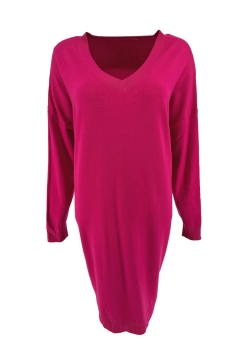 Jurk/tuniek met lange mouw en V-hals fuchsia (HJD7916) JMK