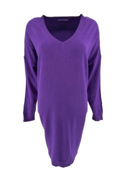 Jurk/tuniek met lange mouw en V-hals paars (HJD7916).JMK