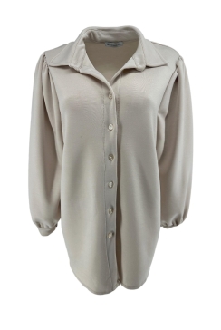 Blouse van dikkere stof met pofmouw Rhoda beige. SALE