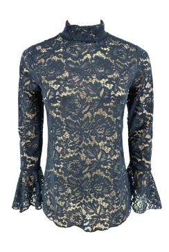 Top van kant met knopen op de rug en MATEN Rose donker blauw (SALE)