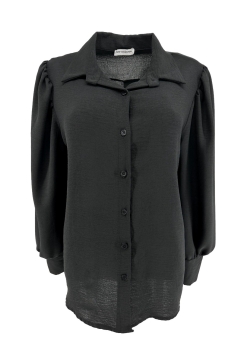 Blouse met plooi in de mouw Tammy zwart