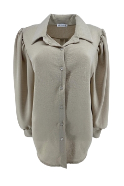 Blouse met plooi in de mouw Tammy beige