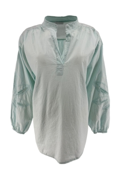 Blouse met opstaande kraag en blad werking Marley mint