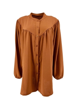 Blouse met ronde hals en knoopjes Alice cognac