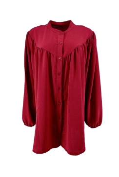 Blouse met ronde hals en knoopjes Alice bordeaux rood