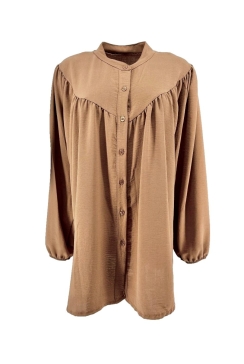 Blouse met ronde hals en knoopjes Alice camel